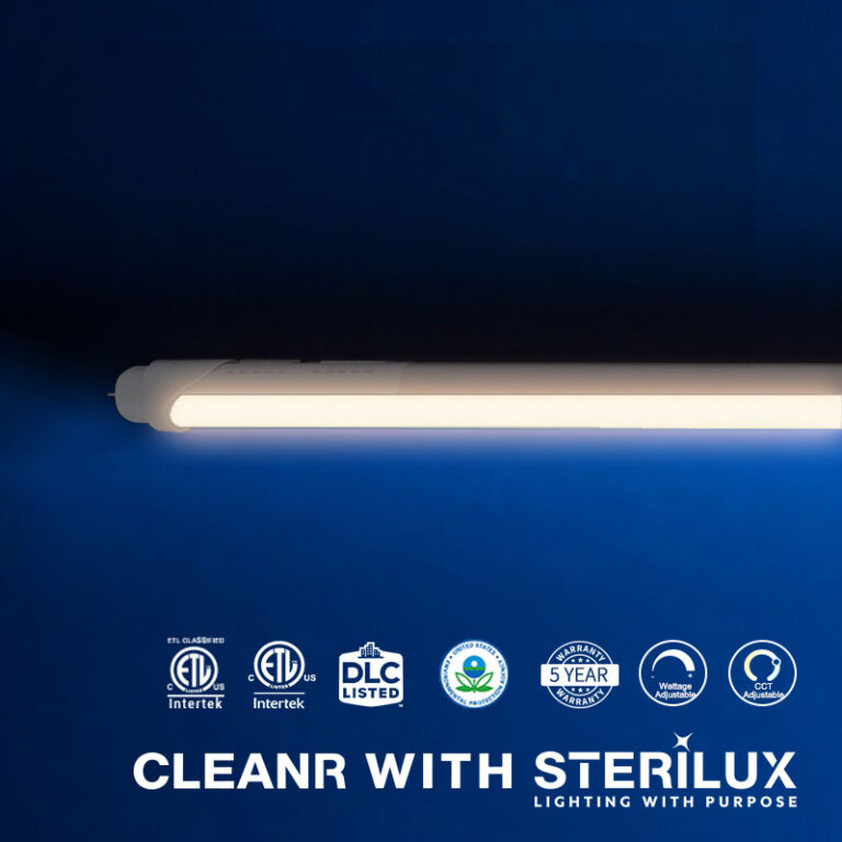 <b>CleanR</b> | T8 | 8′ | <b>Direct Wire</b> | <b>>80 CRI</b> | Field Tunable 24-48w | CCT Tunable 3500-6500k | 3612 – 7251 lmn LIBULBS wholesale LED sterilization light 24w - CleanR | T8 | 4′ | Direct Wire | >80 CRI | Field Tu
