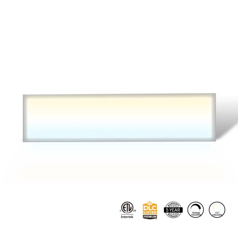 LED Backlit Flat Panel, <b>1'×4'</b>, EZ-Select CCT: <b>3500-6500K</b> & Wattage: <b>15-40w</b>, <b>DC Sensor</b> Compatible, <b>0-10v</b> Dim, ETL & DLC
