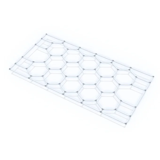 Hexagonal honeycomb LED garage light kit, 14-hexagon grid with border, lit